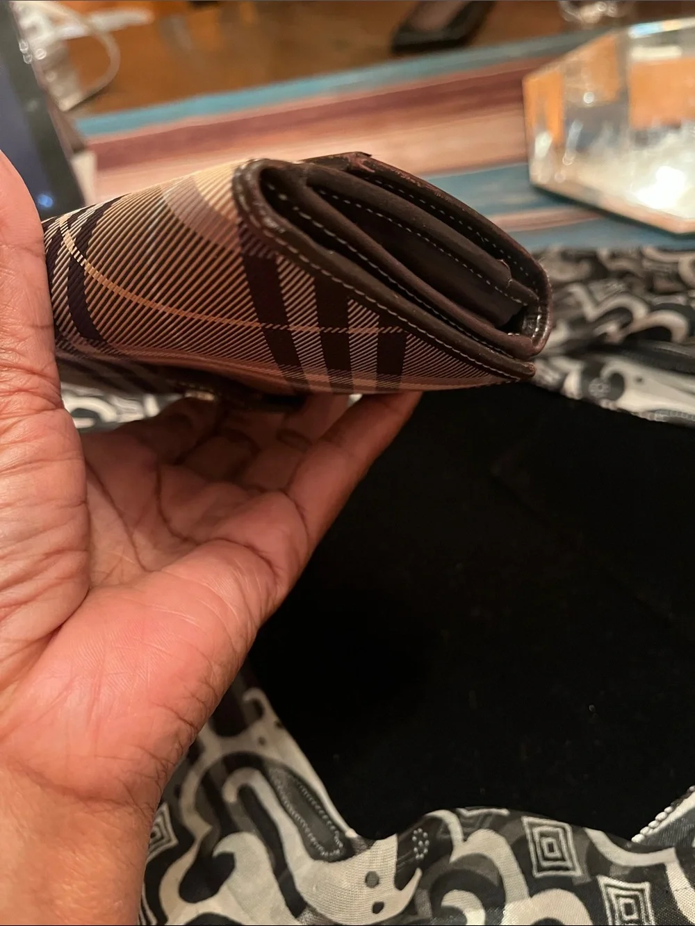 Burberry Blue Label Long Wallet Beige Plaid Signature Check